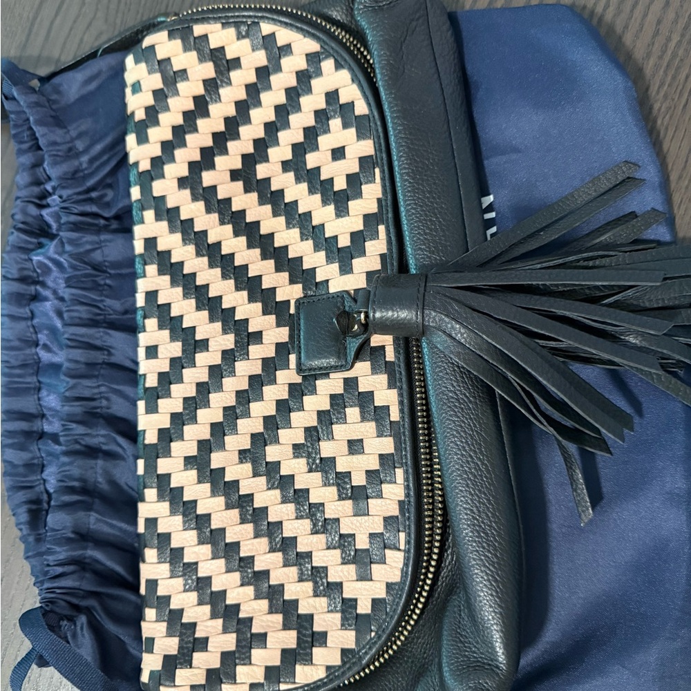 Cole Haan Black and Cream Woven Clutch
